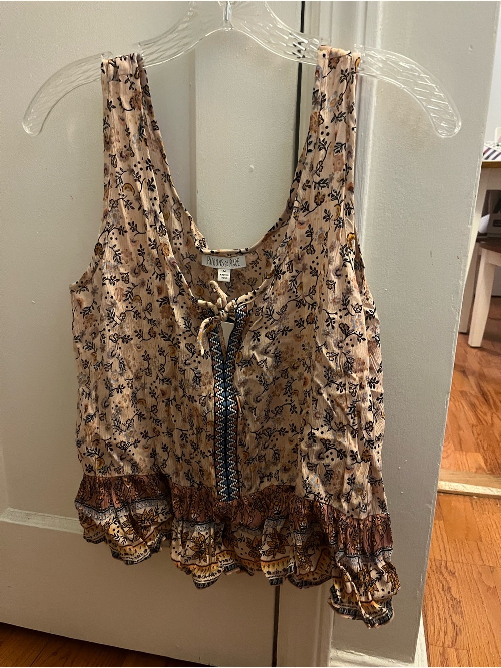 NWTs Floral Lace-Up Ruffle Hem Camisole